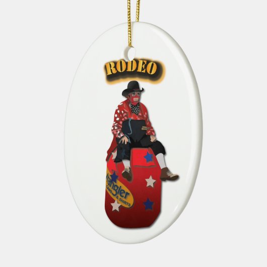 Rodeo-Clowns mit Text Keramik Ornament (Links)