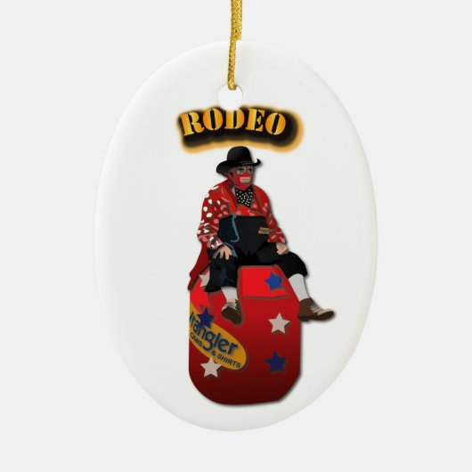 Rodeo-Clowns mit Text Keramik Ornament (Vorne)