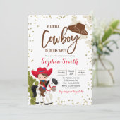 Rodeo Cowboy Babydusche Einladung (Stehend Vorderseite)
