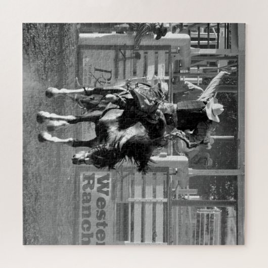 Rodeo Cowboy Bucken Pferd 8 Sekunden zu bewerten Puzzle (Horizontal)