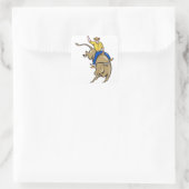 Rodeo Cowboy Bull Riding Cartoon Quadratischer Aufkleber (Tasche)