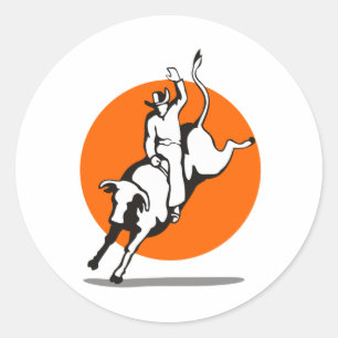 Rodeo Cowboy-Bulle reiten Runder Aufkleber