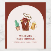 Rodeo Cowboy Cactus Beer Arch Baby Dusche Weinetikett (Einzelnes Label)