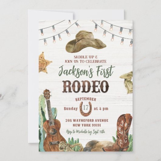 Rodeo Cowboy Einladung zum Geburtstag (Vorderseite)