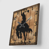 Rodeo Cowboy Horse Bronco Silhouette Quadratische Wanduhr (Winkel)
