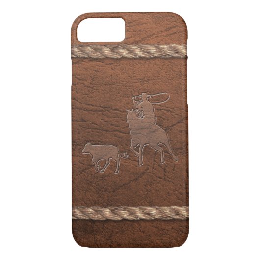 Rodeo-Cowboy - Kalb-Roping, Leder u. Seil Case-Mate iPhone Hülle (Rückseite)