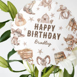 Rodeo Cowboy Kids Happy Birthday Ballon<br><div class="desc">Personalisierter Country-Jungen-Geburtstagsballon mit einem niedlichen Pferd,  Kuh und klassischen Cowboystücken,  dem Sprichwort "Happy Geburtday" und dem Namen der Kinder.</div>