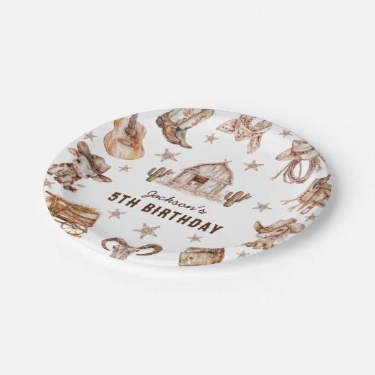 Rodeo Cowboy Kindergeburtstag Pappteller (Schrägansicht)