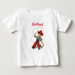 Rodeo Cowboy mit Lasso-Seil personalisierter Name  Baby T-shirt