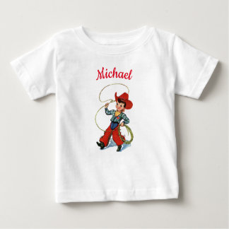 Rodeo Cowboy mit Lasso-Seil personalisierter Name Baby T-shirt