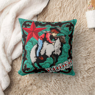 Rodeo Cowboy Mutton Bustin" Throw Pillow Kissen