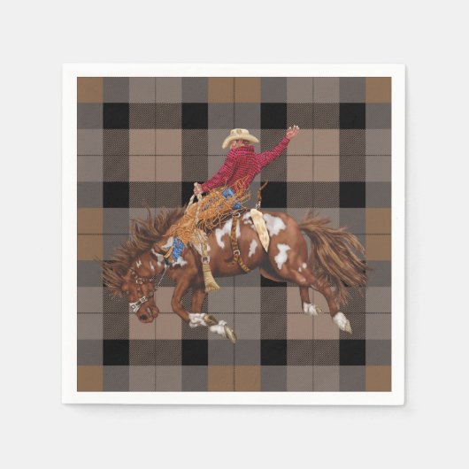 Rodeo Cowboy on Bucking Bronco Serviette (Vorderseite)