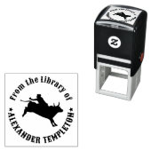 Rodeo Cowboy on Bucking Bull Library Book Name Permastempel (Beispiel)