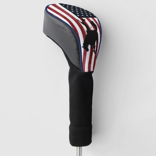 Rodeo Cowboy Patriotic Grunge Flag Golf Headcover (angewinkelt)