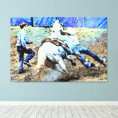 *~* Rodeo Cowboy Pferd AR22 WesternVintage Leinwanddruck (Insitu (Holzboden))