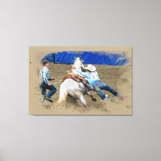 *~* Rodeo Cowboy Pferd Western AR22 Vintag Leinwanddruck (Vorderseite)