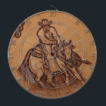 Rodeo-Cowboy Pferderuecken des Westerns lederner Dartscheibe<br><div class="desc">Rodeo-Cowboy-Zuhausezusätze Pferderuecken des Westerns lederne Reit. Wilde WestMode-Accessoires für Pferdeliebhaber.</div>