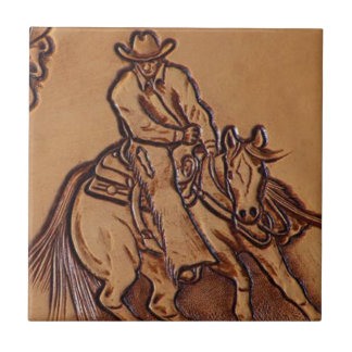Rodeo-Cowboy Pferderuecken des Westerns lederner Fliese