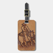 Rodeo-Cowboy Pferderuecken des Westerns lederner Gepäckanhänger (Vorderseite vertikal)