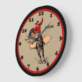 Rodeo Cowboy Red und Tan Custom Große Wanduhr (Winkel)