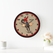 Rodeo Cowboy Red und Tan Custom Große Wanduhr (Zuhause)