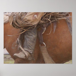 Rodeo Cowboy Rose Brown Western Poster