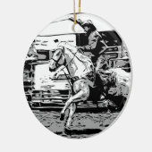 Rodeo Cowboy - Steer Roping Event Keramik Ornament (Links)
