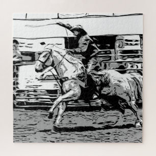 Rodeo Cowboy - Steer Roping Event Puzzle