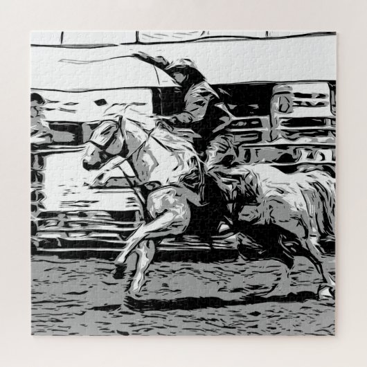 Rodeo Cowboy - Steer Roping Event Puzzle (Horizontal)