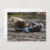 Rodeo Cowboy Steer Wrestling Postkarte (Vorne/Hinten)
