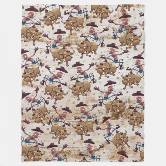 Rodeo-Cowboy-Stier-Reitland-Western Fleecedecke (Vorderseite)