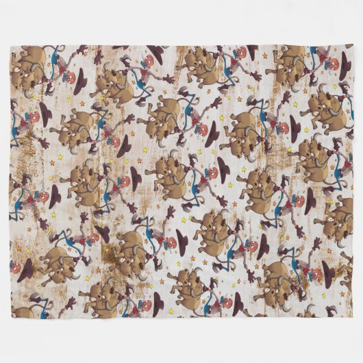 Rodeo-Cowboy-Stier-Reitland-Western Fleecedecke (Vorderseite (Horizontal))