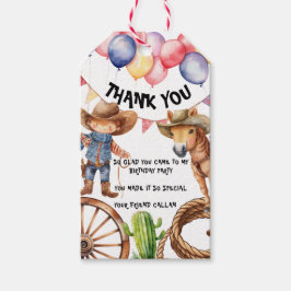 Rodeo Cowboy Thank you Party Bag Gift Tag Geschenkanhänger