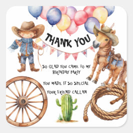Rodeo Cowboy Thank you Party Stickers