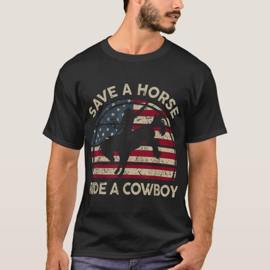Rodeo Cowboy Western Country Horse Usa Patriotic T-Shirt (Vorderseite)