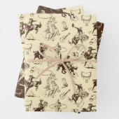 Rodeo Cowboy Western Pferde Muster Geschenkpapier Set (Beispiel)