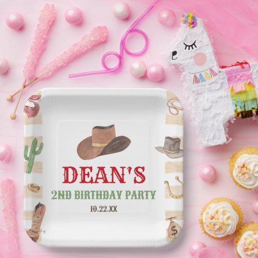 Rodeo Cowboy Western Wild West Birthday Party Pappteller (Party)