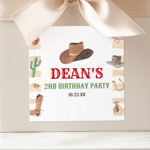 Rodeo Cowboy Western Wild West Birthday Party Quadratischer Aufkleber