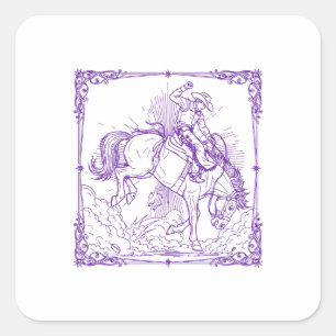 Rodeo-Cowboy Westernreiten Quadratischer Aufkleber