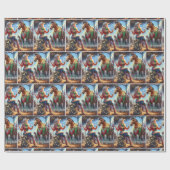 Rodeo Cowgirl and Horse With Christmas Lights Geschenkpapier (Flach)