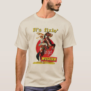 Rodeo-Cowgirl auf Pferd Fixin, zum des Westerns zu T-Shirt