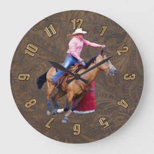 Rodeo Cowgirl Barrel Racing Imitate Leder Uhr