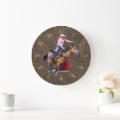 Rodeo Cowgirl Barrel Racing Imitate Leder Uhr (Zuhause)
