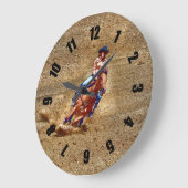 Rodeo Cowgirl Barrel Racing Western Themed Clock Große Wanduhr (Winkel)