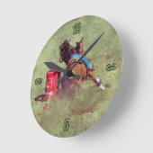Rodeo Cowgirl Barrel Racing Western Themed Clock Runde Wanduhr (Winkel)