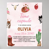 Rodeo Cowgirl Birthday Time Kapsel Schild (Vorne)