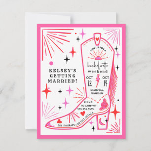 Rodeo-Cowgirl Rosa Junggesellinnen-Wochenendausflu Einladung