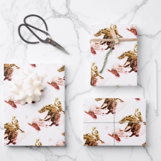 Rodeo Cowgirl (von C.M. Russell) Geschenkpapier Set (Vorderseite)