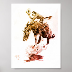 Rodeo Cowgirl (von C.M. Russell) Poster