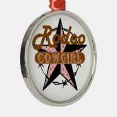 Rodeo Cowgirl Weihnachtsdekoration Silbernes Ornament (Rechts)